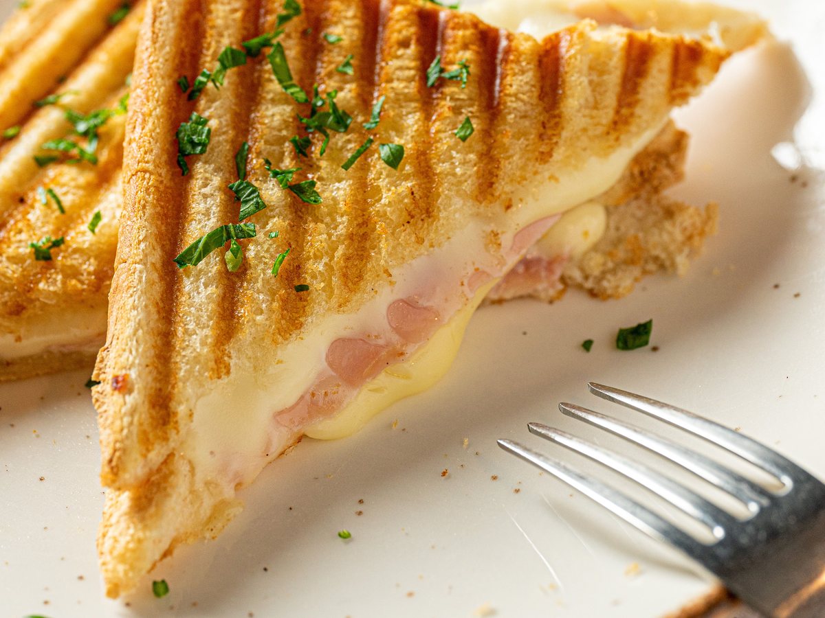 Toasted sandwich with ham and cheese